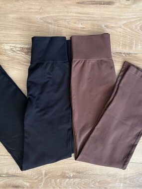 Set of 2 OQQ Leggings in Black and espresso